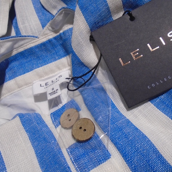 LE LIS NWT Cotton/Linen Striped Jumpsuit S - Picture 8 of 9